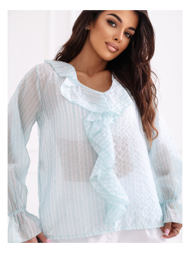 Елегантна блуза в цвят мента с джапанки