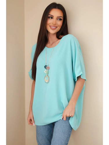 Оувърсайз топ Kesi Włoski с висулка, цвят ментов