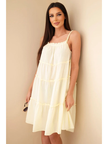 Лятна рокля Kesi с презрамки и волани в жълто