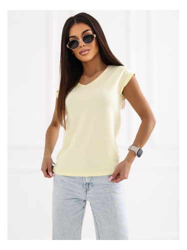 Дамска жълта тениска с обикновен дизайн