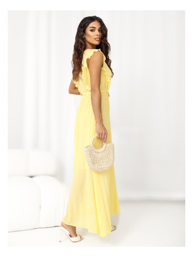 Ярко жълта плисирана миди пола