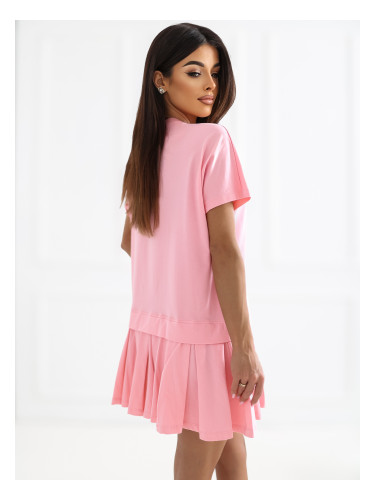 Светло розова мини рокля за лятото