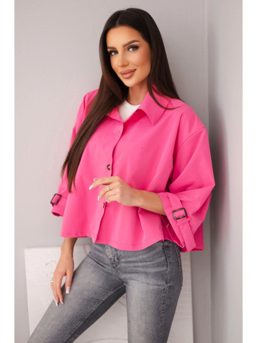 Дамско пролетно памучно яке с копчета и яка