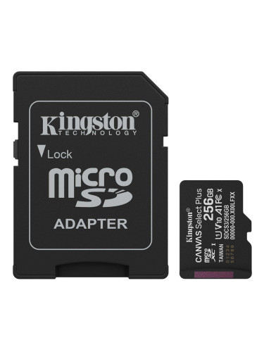 Флаш памети Kingston 256GB microSDXC Canvas Select Plus Gen3 150MB/s A1 Card + Adapter SDCS3/256GB SDCS3/256GB