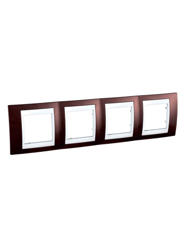 Хоризонтална рамка, Schneider, Unica Plus, четири гнезда, цвят теракота, MGU6.008.851