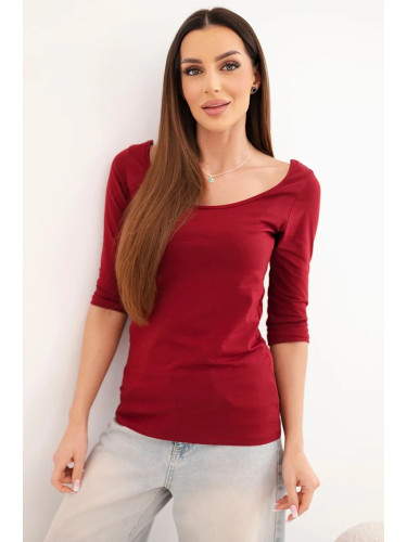Блуза Кеси с кръгло деколте в бордо