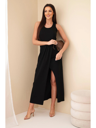 Черна миди рокля без ръкави Kesi Włoski