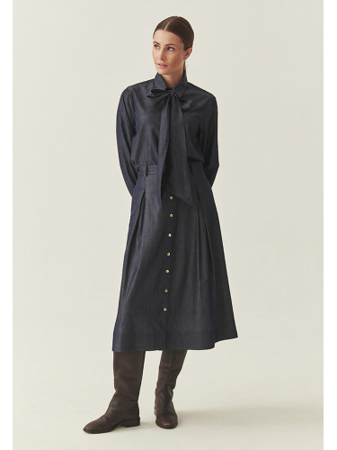 Синя разкроена миди пола Nadifa Tatuum