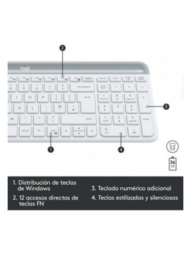 Клавиатура с мишка Logitech 920-009199 Бял Испанска Qwerty