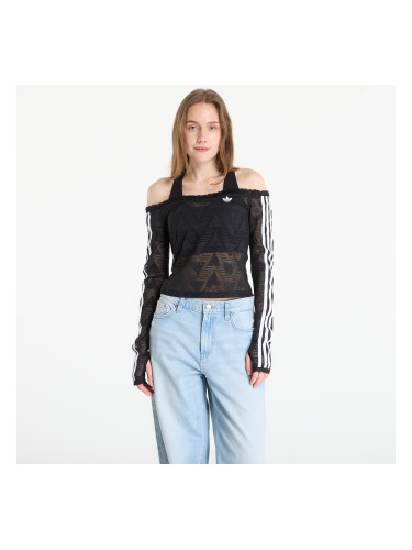 adidas Lace Bardot Long-Sleeve Top Black S