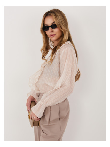 Бежова елегантна блуза от лиосел