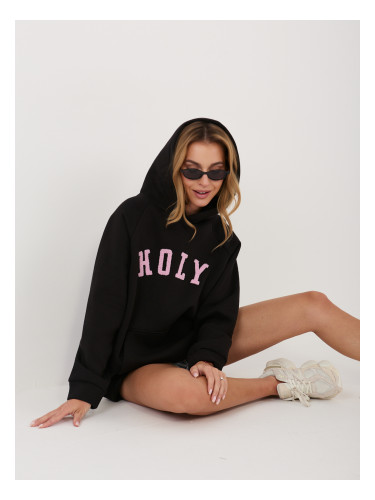 Черен оувърсайз суитчър RUE PARIS