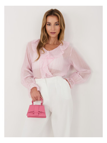 Светло розова прозрачна блуза