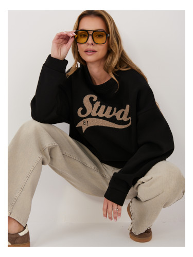 Черен оувърсайз суитшърт с надпис