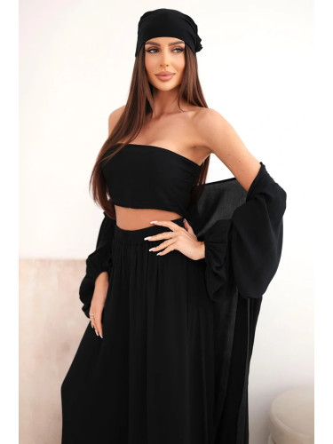 Дамски комплект от 4 части Kesi Włoski в бохо стил, черен