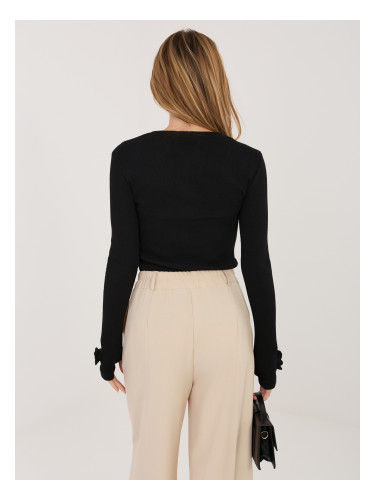 Дамска черна блуза с дълъг ръкав