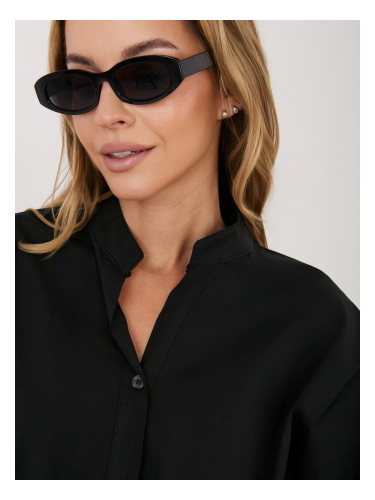 Черна памучна риза с 3/4 ръкави