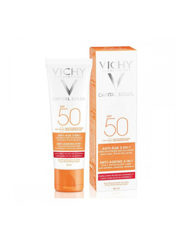 Слънцезащитен крем за лице Capital Soleil Vichy VCH00115 Spf 50 50 ml 3 в 1 Против Стареене