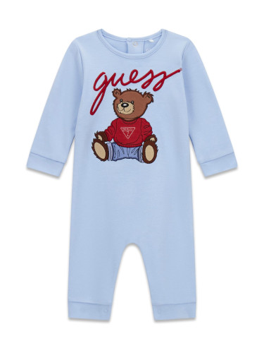Бебешки гащеризон с щампа мече в син цвят Guess