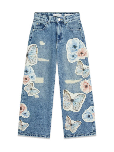 Детски дънки в светъл деним с пришити елементи Guess