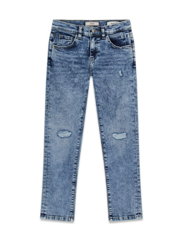 Детски дънки в светъл деним със накъсан ефект Guess