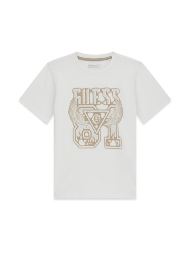 Детска блуза с къс ръкав в бял цвят с щампа Guess