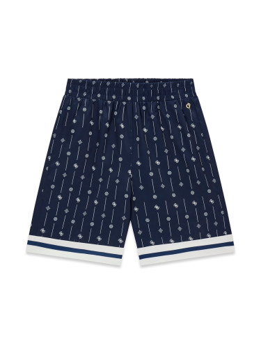 Детски спортни панталони в тъмносин цвят с щампа Guess