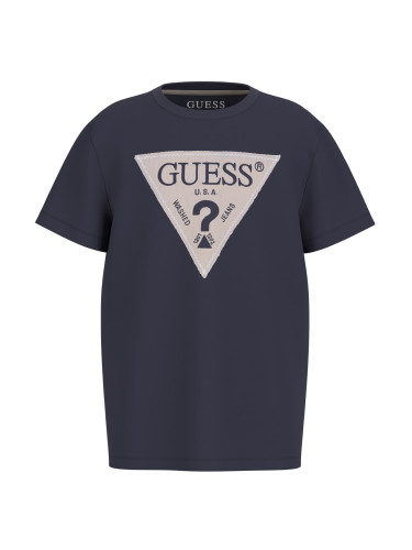 Детска тениска в тъмносин цвят с бродирано лого Guess