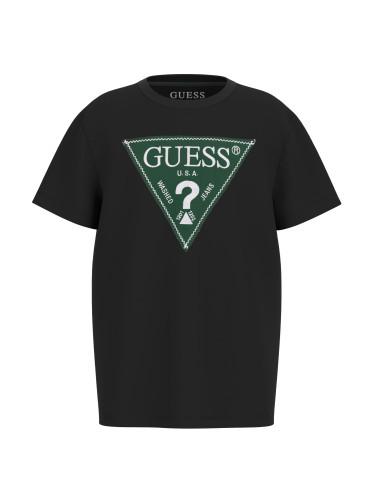 Детска тениска в черен цвят с бродирано лого Guess