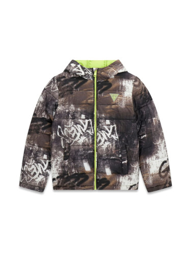 Детско преходно яке в тъмносив цвят с надписи и лого Guess