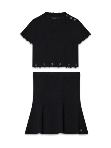 Комплект от пола и блуза в черен цвят с декоративни копчета Guess