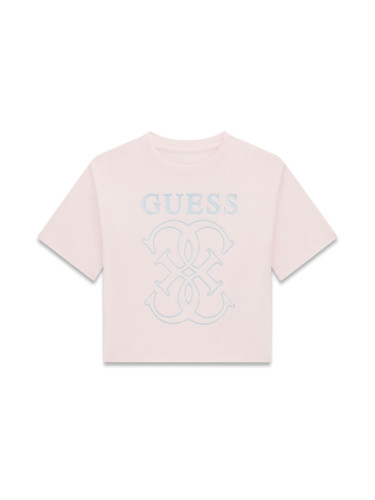 Тениска в розов цвят и лого с металически ефект Guess