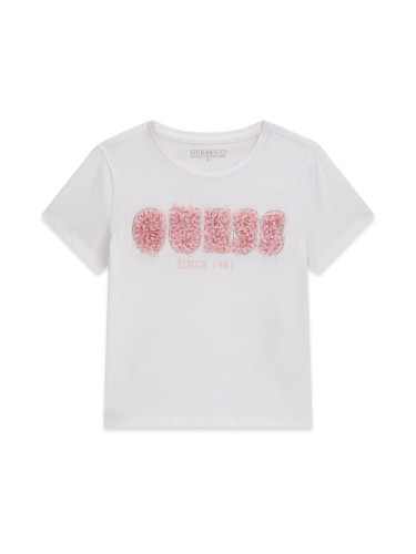 Тениска в бял цвят и лого с 3D ефект Guess