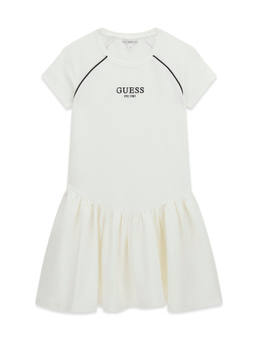 Детска рокля в бял цвят с бродирано лого Guess