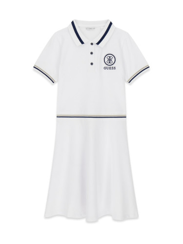 Детска рокля в бял цвят с тъмен кант и копчета Guess