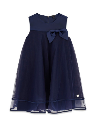 Детска официална рокля в тъмносин цвят с висока талия и панделка Guess