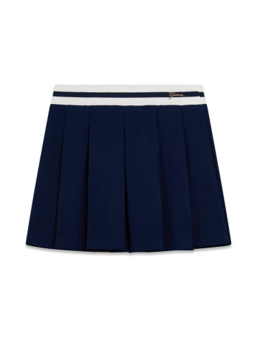 Детска пола плисе в тъмносин цвят със златисто лого Guess