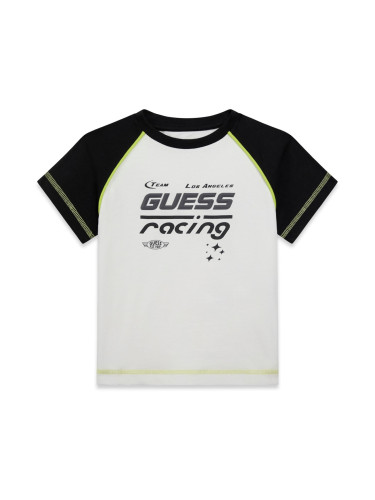 Бебешка тениска с къс ръкав в бял цвят с лого Guess