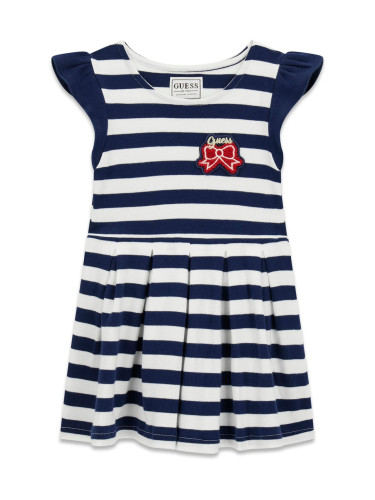 Детска рокля в тъмносин цвят на райе Guess