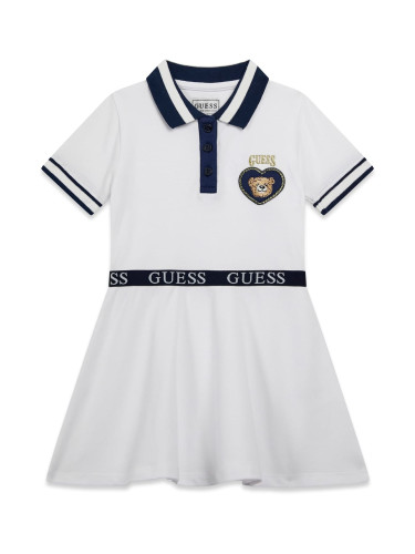 Детска спортна рокля в бял цвят с бродерия Guess