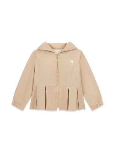 Детско тънко яке с цип и качулка в цвят пудра Guess