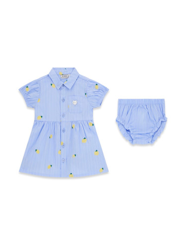 Бебешка рокля в светлосин цвят и щампи на лимони Guess