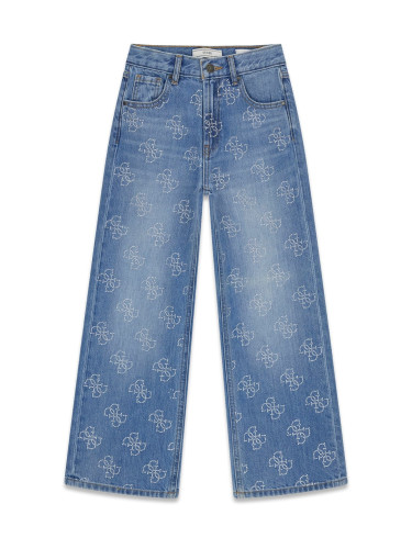 Детски дънки в светъл деним с декоративни сребристи камъни Guess