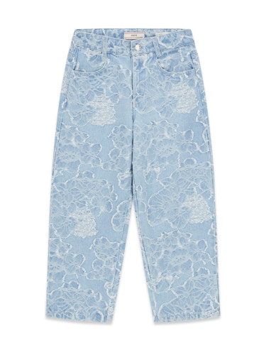 Детски дънки в светъл деним с декоративни цветя с протъркан ефект Guess