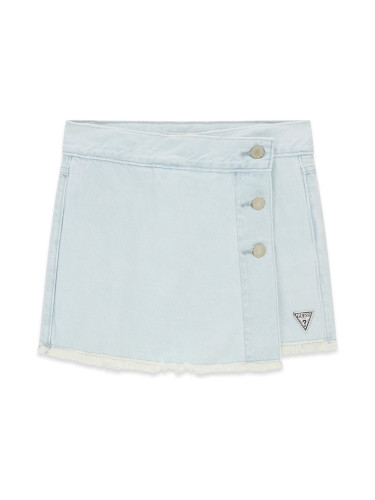 Детска дънкова пола-панталон в светъл деним с ресни в доланата част Guess