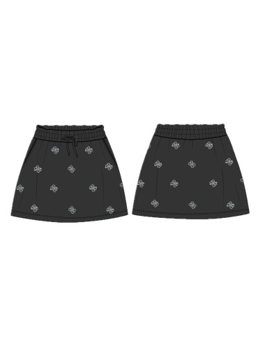 Детска къса спортна пола в черен цвят с връзки и щампа сребристи камъни Guess