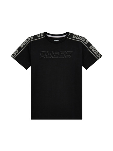 Детска блуза в черен цвят с надписи Guess