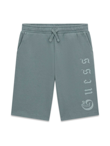 Детски къс панталон в сив цвят с бродиран надпис Guess