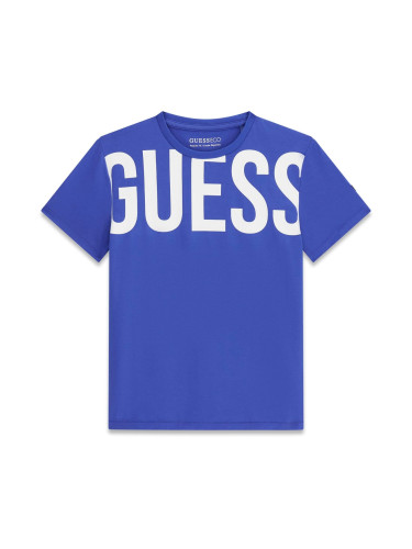 Блуза с къс ръкав в син цвят с лого Guess