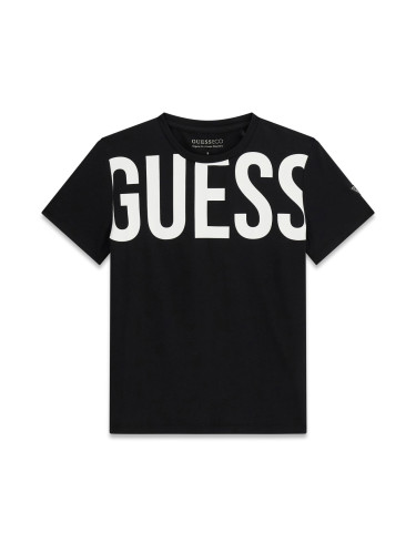 Блуза с къс ръкав в черен цвят с лого Guess